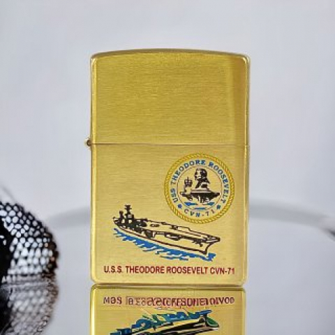 BẬT LỬA ZIPPO  CHÍNH HÃNG BẢN ĐỒNG XƯỚC KHẮC U.S.S THEODORE ROOSEVELT CVN-71
