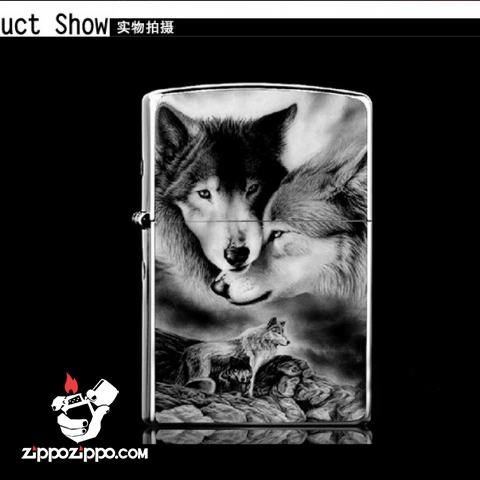 Bật lửa Zippo chính hãng cặp đôi Sói dũng mãnh