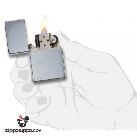 Bật Lửa Zippo 1937 Mạ Chrome Xước Ngang Chặt Góc - SKU 230 – Zippo Vintage Brushed Chrome