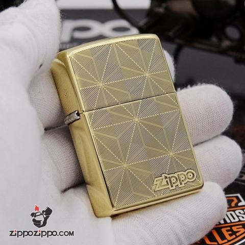 Bật Lửa Zippo Chính Hãng Chất Liêu Đồng Vân Kẻ Khắc Logo ZP bản Armor