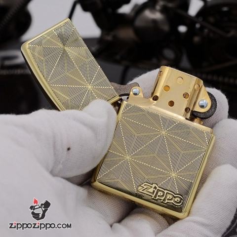Bật Lửa Zippo Chính Hãng Chất Liêu Đồng Vân Kẻ Khắc Logo ZP