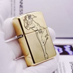 Bật lửa Zippo chính hãng đồng khối khắc cô gái biêu tượng zippo - Mã SP: ZPC2450-254