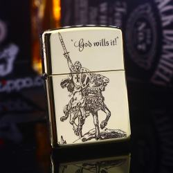 Bật lửa Zippo chính hãng đồng bóng khắc Crusades Armor - Mã SP: ZPC2184-169