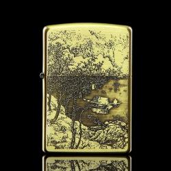 Bật lửa Zippo chính hãng đồng khắc Bức tranh mua thu - Mã SP: ZPC0263
