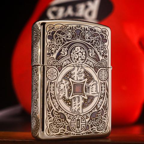 Bật lửa Zippo chính hãng đồng khắc hình kỳ lân bản chrome phổ màu Armor