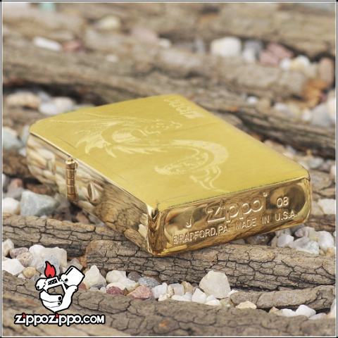 Bật lửa Zippo chính hãng đồng khắc rồng mẫu 008