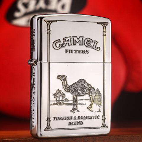 Bật lửa Zippo chính hãng đồng mạ chrome khắc Lạc Đà CAMEL