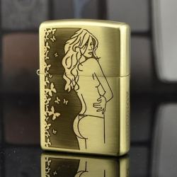 Bật lửa Zippo chính hãng đồng khắc cô gái sexy bản trơn bóng - Mã SP: ZPC1769