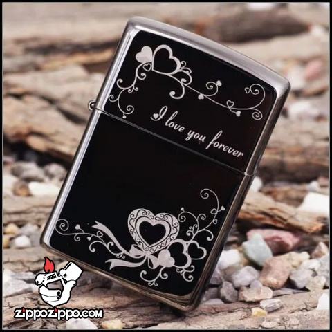 Bật lửa zippo chính hãng Hoa văn I love You