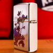 Bật Lửa Zippo Chính Hãng Khắc Hình Cá Rồng Bên Hoa Sen Với Phối Màu Độc Đáo Bản Chrome