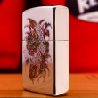 Bật Lửa Zippo Chính Hãng Khắc Hình Cá Rồng Bên Hoa Sen Với Phối Màu Độc Đáo Bản Chrome