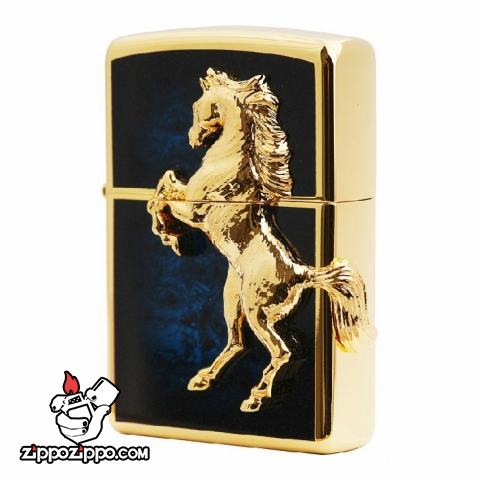 Bật lửa Zippo chính hãng mặt xanh mạ vàng khắc nổi