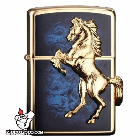 Bật lửa Zippo chính hãng mặt xanh mạ vàng khắc nổi