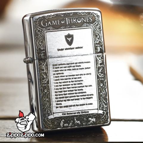 Bật lửa Zippo chính hãng màu bạc phiên bản Game of Thornes