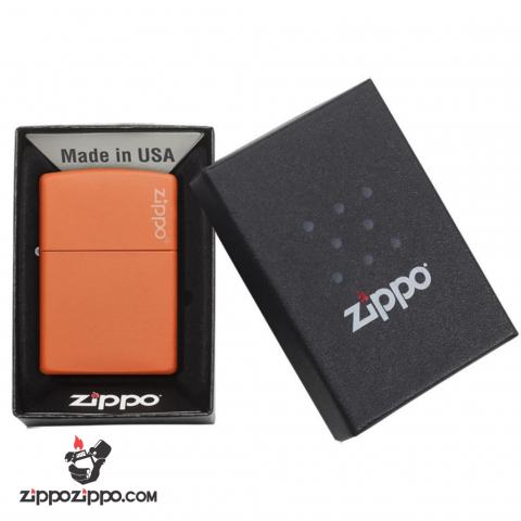 Bật Lửa Zippo Sơn Tĩnh Điện Màu Cam - Logo Zippo SKU 231ZL – Zippo Orange Matte With Zippo Logo