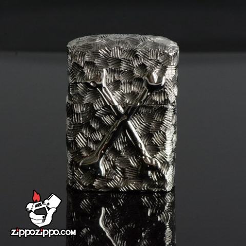 Bật lửa Zippo chính hãng nguyên khối đúc hình đầu lâu mặt kia xương tréo