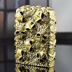 Bật lửa Zippo chính hãng nguyên khối mạ vàng khắc hộp sọ đầu lâu - Mã SP: ZPC0101