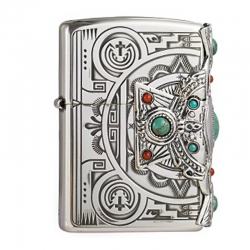 Bật lửa Zippo chính hãng Mạ Bạc nguyên Chất đính Ngọc - Mã SP: ZPC0350