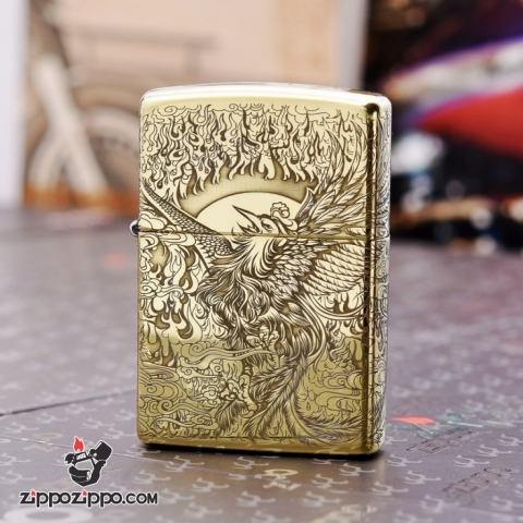 Bật Lửa Zippo Chính Hãng Phiên Bản Armor Chạm Khắc Chim Phượng Hoàng