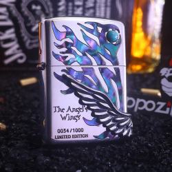 Bật lửa Zippo chính hãng phiên bản giới hạn Hàn Quốc cánh thiên thần Khảm Trai Màu Bạc - Mã SP: ZPC2612