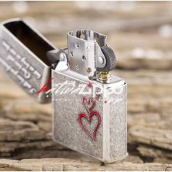 Bật lửa Zippo chính hãng phiên bản Hàn Quốc bạc cổ trái tim tình yêu