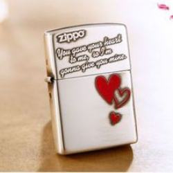Bật lửa Zippo chính hãng phiên bản Hàn Quốc bạc trái tim tình yêu - Mã SP: ZPC1743