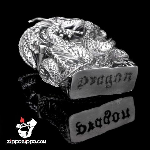 Bật lửa Zippo chính hãng Rồng quấn quanh mắt ngọc tím tinh xảo