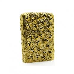 Bật lửa Zippo chính hãng USA xuất nhật bằng đồng mạ vàng bao quanh bởi các hình đầu lâu - Mã SP: ZPC0013
