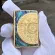 Bật Lửa Zippo Chính Hãng Xuất Nhật Khắc  La Bàn Khảm Trai Màu Vàng