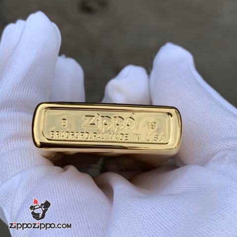 Bật Lửa Zippo Chính Hãng Xuất Nhật Khắc  La Bàn Khảm Trai Màu Vàng