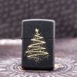 Bật Lửa Zippo Đen Nhám Khắc Cây Thông Noel