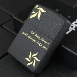 Bật lửa Zippo đen nứt in hình bông hoa hai góc - Mã SP: ZPC0676