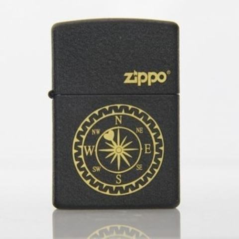 Bật lửa Zippo đen nứt in hình la bàn