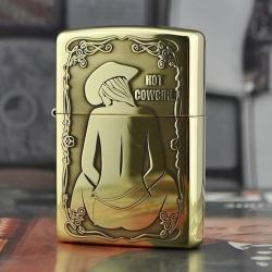 Bật lửa Zippo đồng bóng khắc Hot Cowgirl Sexy - Mã SP: ZPC1787