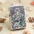 Bật Lửa Zippo Đồng Hồ Cổ Điển Màu Bạc Cổ Khảm Trai