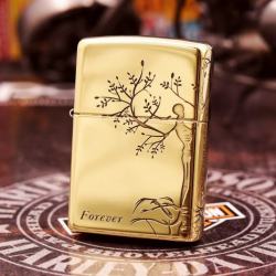 Bật Lửa Zippo đồng Khắc Hình Cây Tình Yêu Cùng Lời Thề Bên Nhau Bản Amor - Mã SP: ZPC2461-169