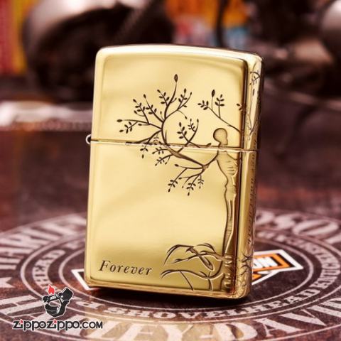 Bật Lửa Zippo đồng Khắc Hình Cây Tình Yêu Cùng Lời Thề Bên Nhau Bản Amor