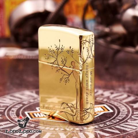 Bật Lửa Zippo đồng Khắc Hình Cây Tình Yêu Cùng Lời Thề Bên Nhau Bản Amor
