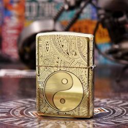 Bật Lửa Zippo Đồng Khắc Hoa Văn Bát Quái armor - Mã SP: ZPC2212-169