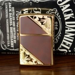 Bật lửa ZIppo Đồng khắc hoa văn hai góc - Mã SP: ZPC0410