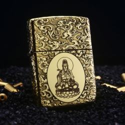 Bật lửa Zippo đồng khắc quan âm có mây bao quanh bản Armor - Mã SP: ZPC0862-169
