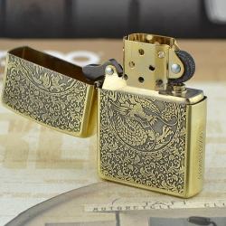 Bật lửa zippo đồng khắc rồng phượng - Mã SP: ZPC0250