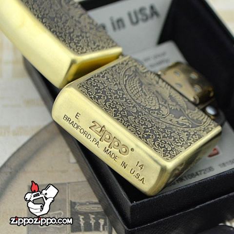 Bật lửa zippo đồng khắc rồng phượng