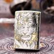 Bật lửa Zippo đồng khối khắc Hổ và móng vuốt Bản Chrome
