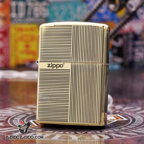 Bật lửa Zippo đồng khối khắc ô vuông kẻ sọc