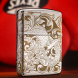 Bật Lửa Zippo Đồng Mạ Chrome Khắc Rồng Cuộn