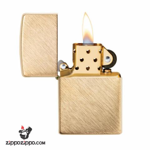Bật Lửa Zippo Đồng Xước Xương Cá- SKU 29830 – Zippo Regular Herringbone Sweep Brass