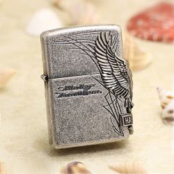 Bật Lửa Zippo Harley Bạc Cổ Ốp  Đại Bàng Cạnh Sườn HDP-65 - Mã SP: ZPC3177