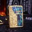 Bật Lửa Zippo Hoa Văn Khảm Trai Tính Tế Sang Trọng Màu Vàng
