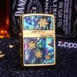 Bật Lửa Zippo Khắc Bông Tuyết Khảm Trai Xung Quanh Mạ Vàng